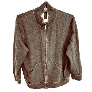 LAUREN RALPH LAUREN CHARCOAL GREY CREWNECK FULL ZIP LONG SLEEVE SWEATER, SIZE 1X